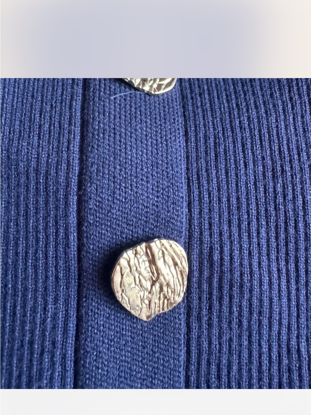 Strapless Knit Button-Front Top - Navy - Picture 2 of 7